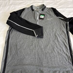 Nike Golf Dri-Fit 1/4 Zip Pullover Style 746072 Gray Black Men's Large XL $125